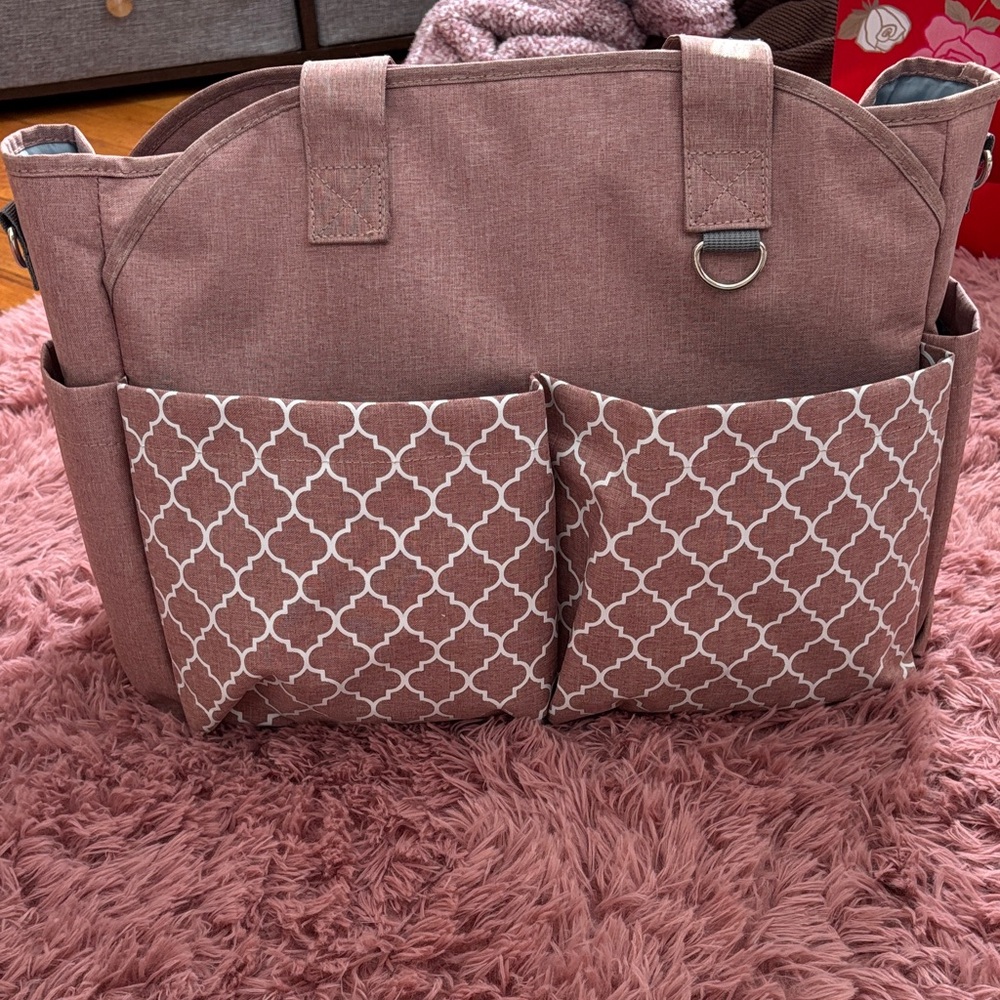 Dusty pink shoulder diaper bag